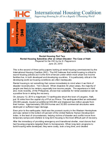 Rental housing the case of haiti png