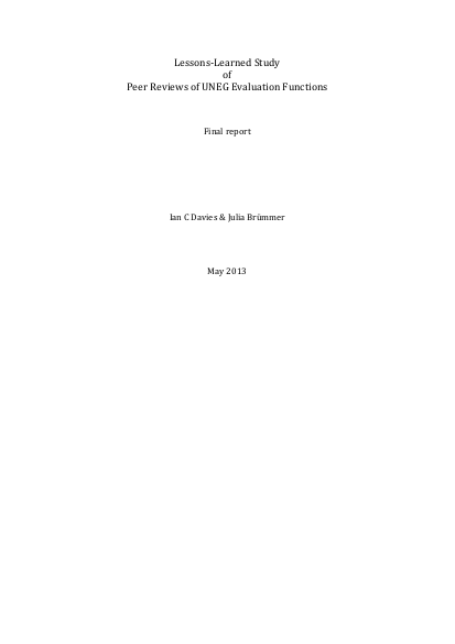 Lessons Learned Study of Peer Reviews of UNEG Evaluation Functions | ALNAP