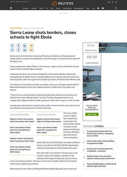Sierra leone shuts borders%2C closes schools to fight ebola reuters png