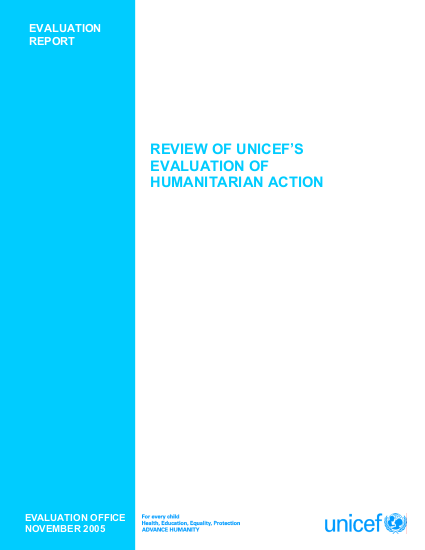 Review of UNICEF's Evaluation of Humanitarian Action | ALNAP