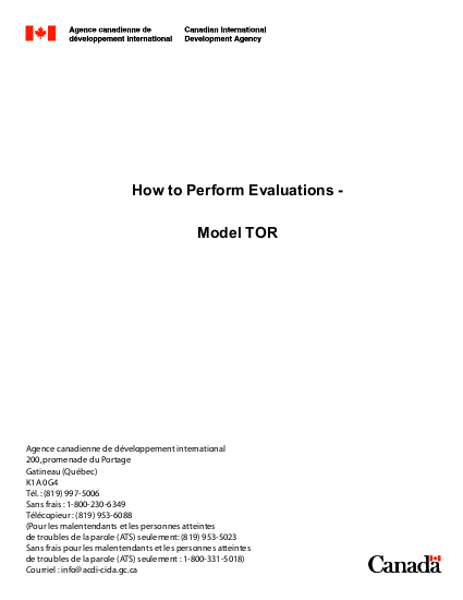 How to perform evaluations: Model TOR | ALNAP