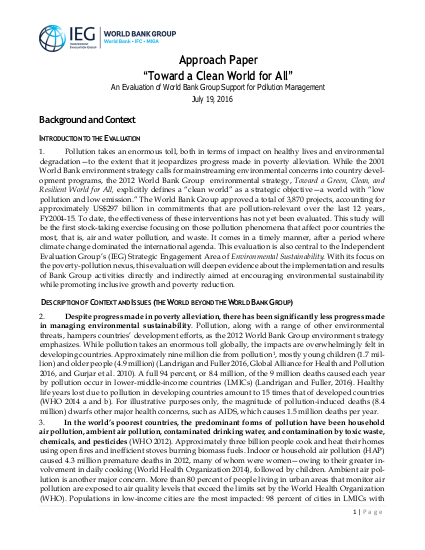 Toward a clean world world bank png