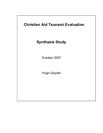 Tsunami evaluation synthesis christian aid png