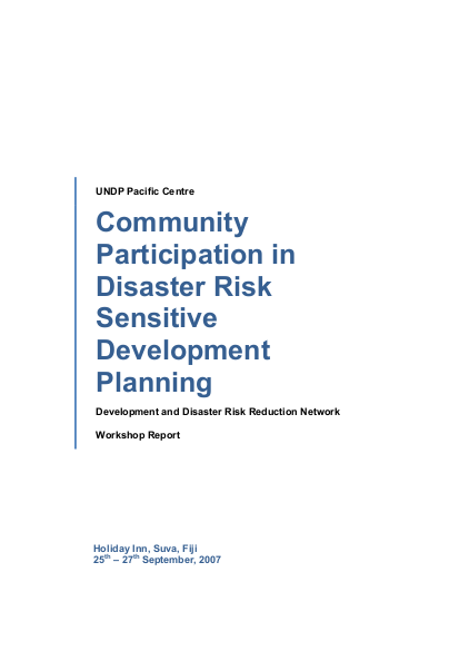 Community Participation in Disaster Risk Sensitive Development Planning ...