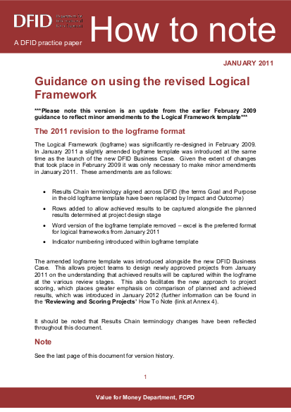 Guidance on using the revised Logical Framework | ALNAP
