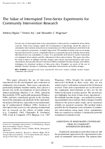 The Value of Interrupted Time-Series Experiments for Community ...