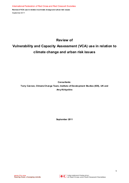Review of Vulnerability and Capacity Assessment (VCA) use in relation ...