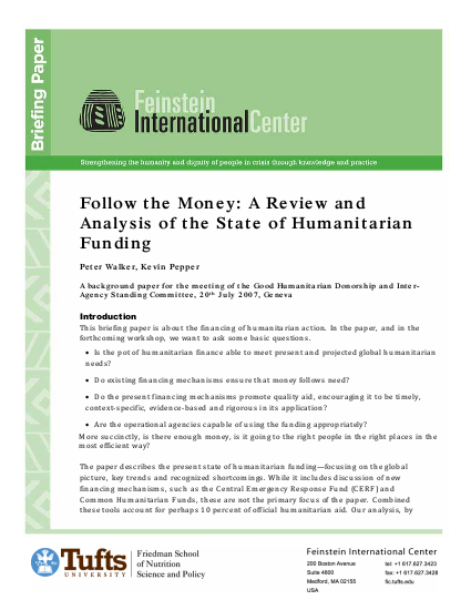 Walker follow the money a review and analysis of the state of humanitarian funding png