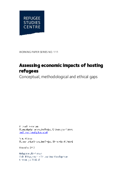 Assessing economic impacts of hosting refugees | ALNAP