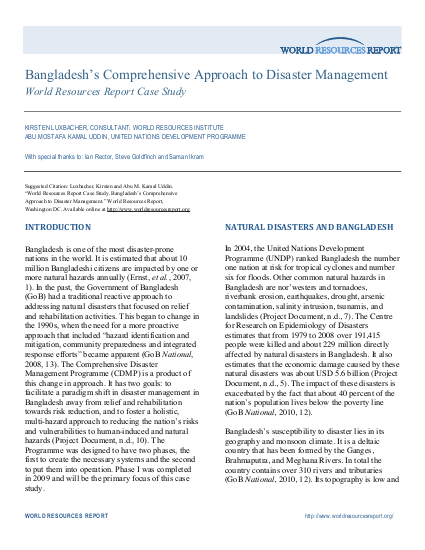 Wrr case study bangladesh comprehensive disaster management 0 png